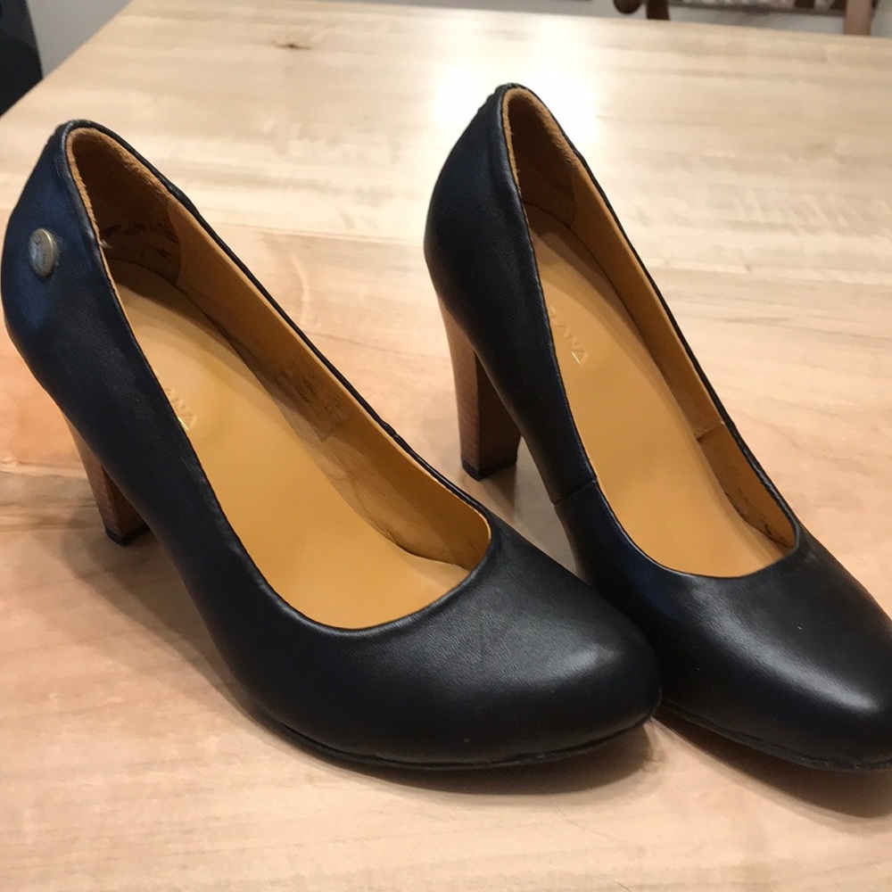 Black leather heels